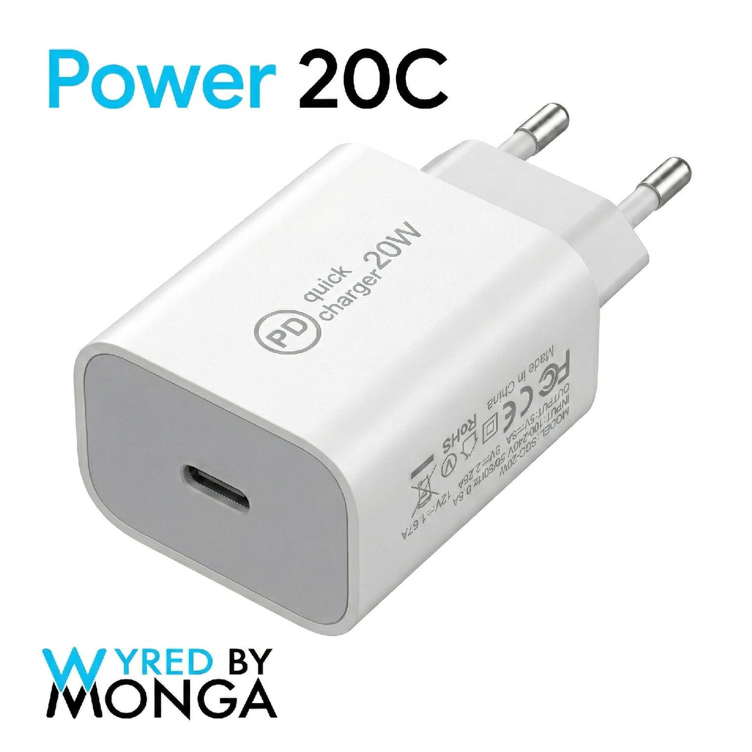 Încărcător de perete Power 20C, 20W USB-C Power Delivery, Universal, Alb