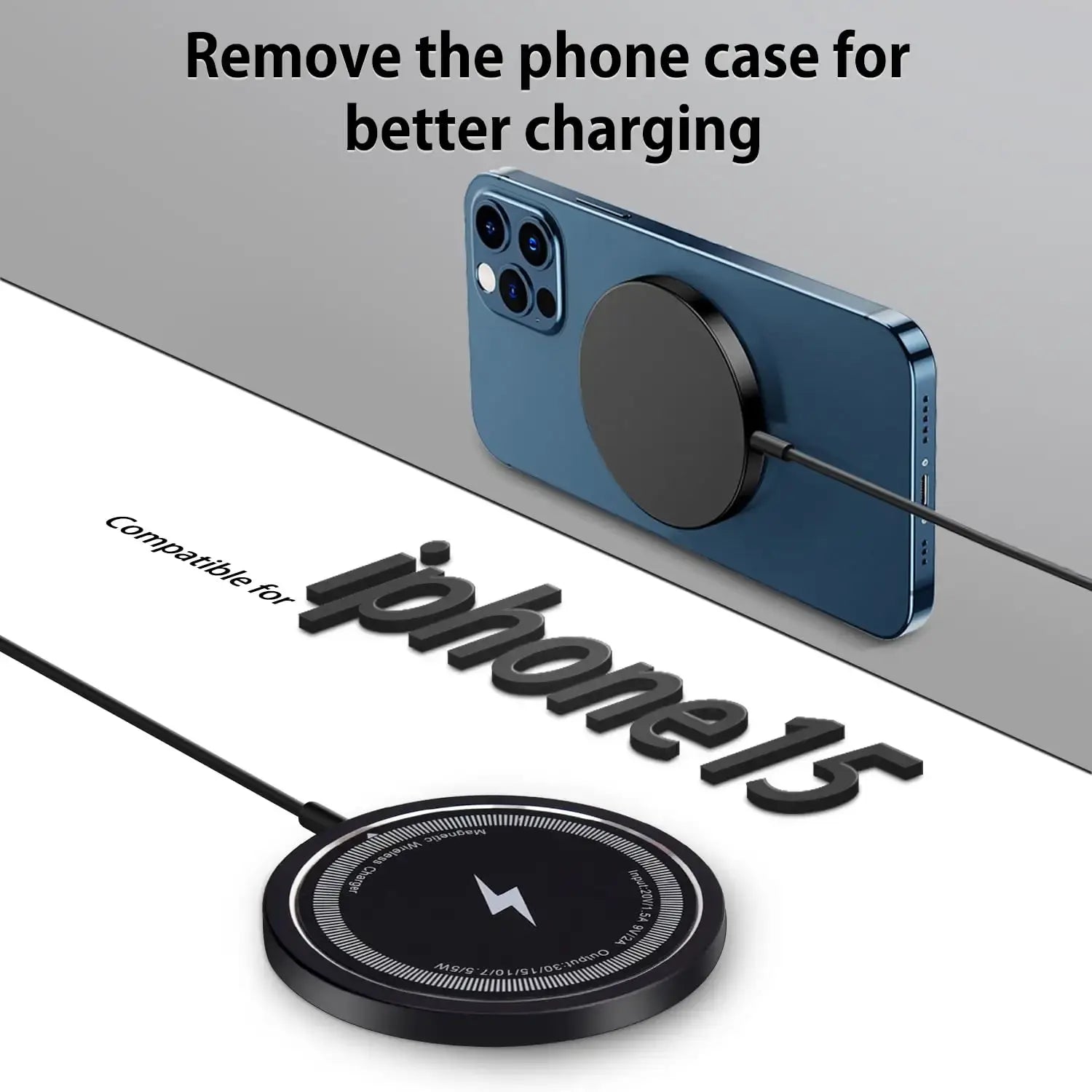 Air M1 Magnetic Wireless Charger – 15W, Hybrid USB-C & A