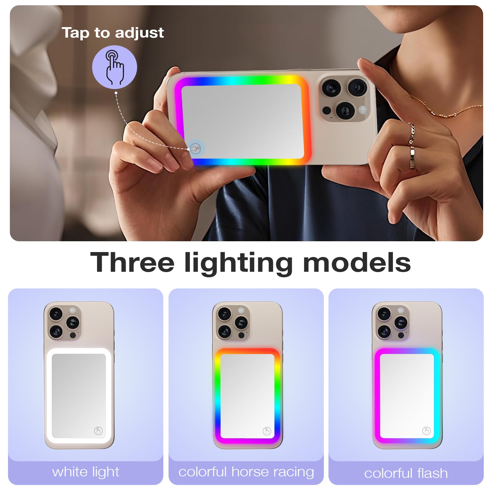 Glow Magnetic Power Bank MagSafe Compatible 5000mAh 15W - RGB LED Ring & Mirror