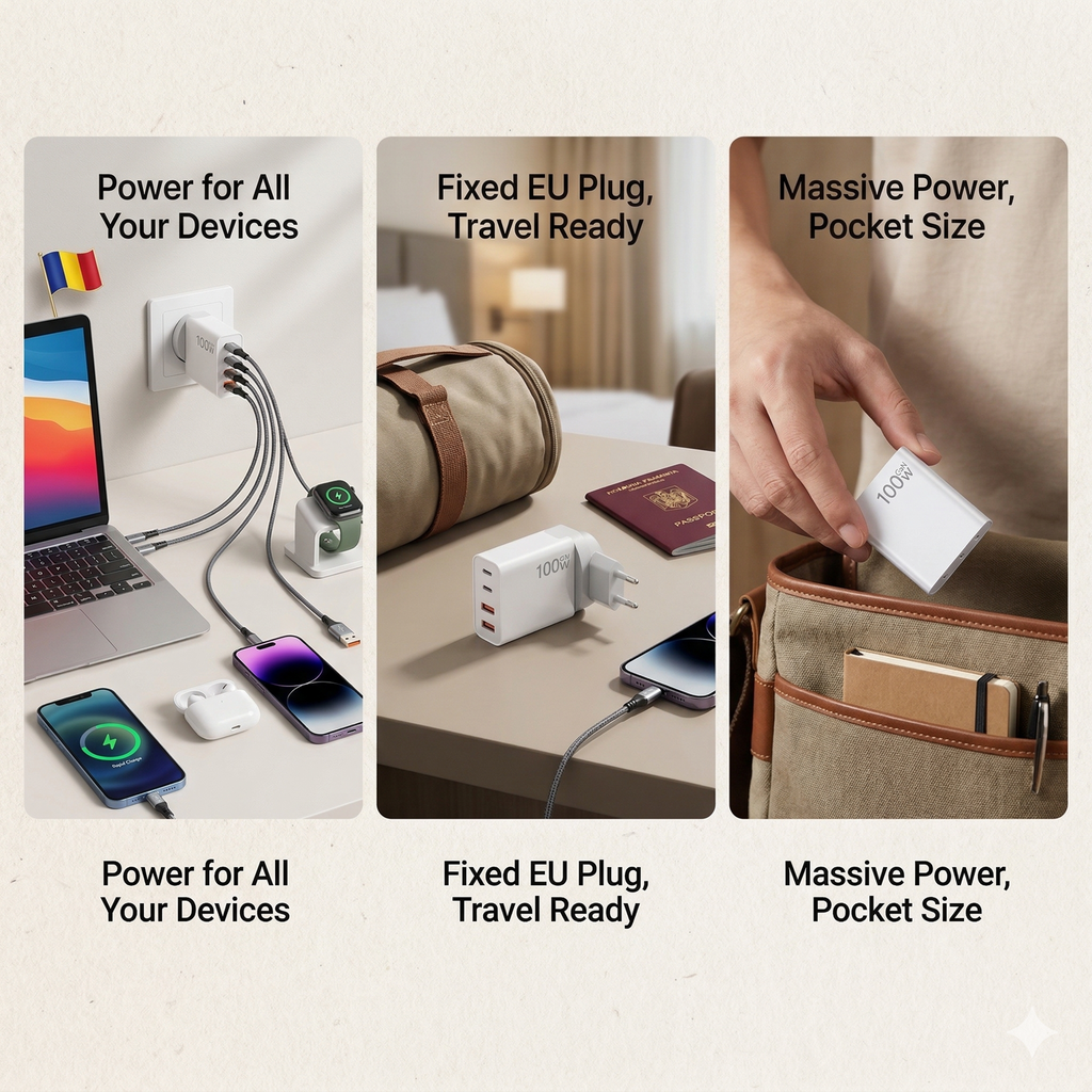Power 100CA1 | 100W GaN Fast Charger - 4 Ports