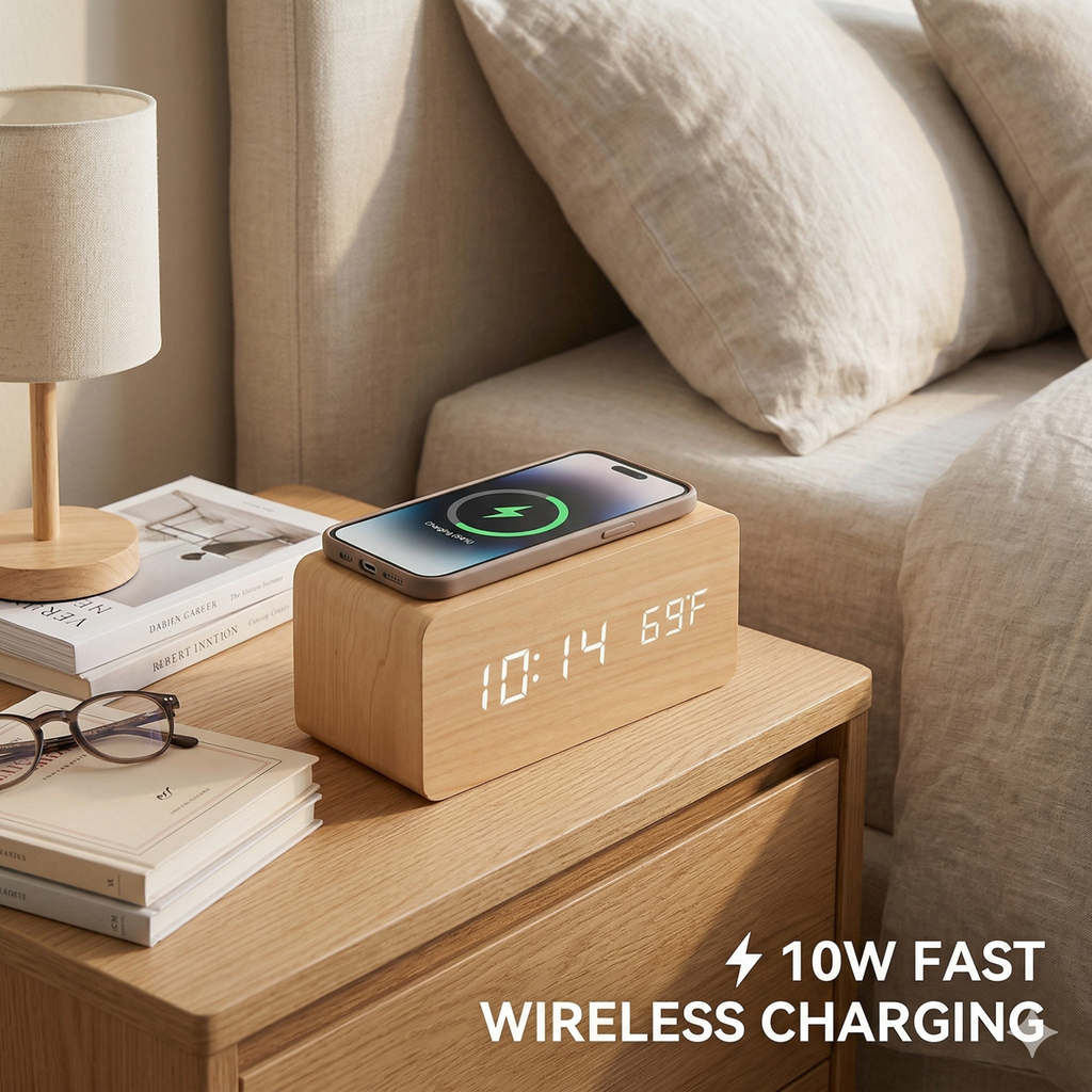 Natur AC 10W Wireless Charger with Digital LED Interface