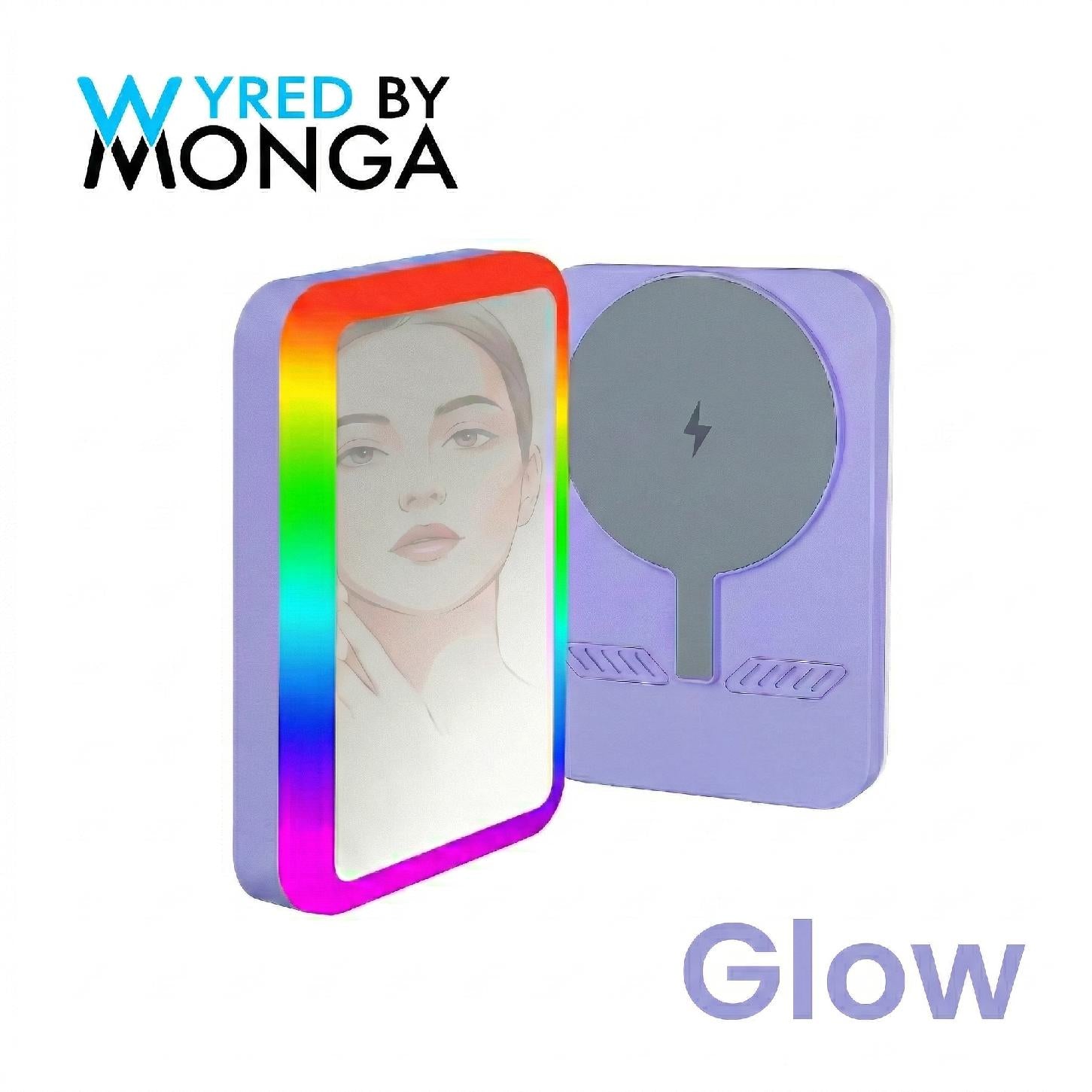 Glow Magnetic Power Bank MagSafe Compatible 5000mAh 15W - RGB LED Ring & Mirror